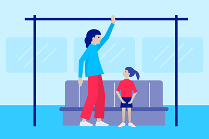 Woman and child on public transport