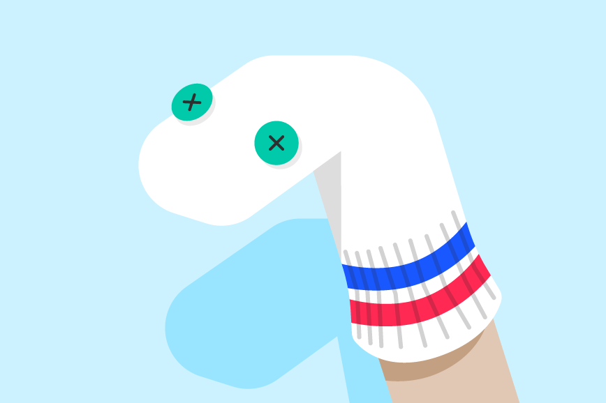 Hand Sock Puppet with button eyes