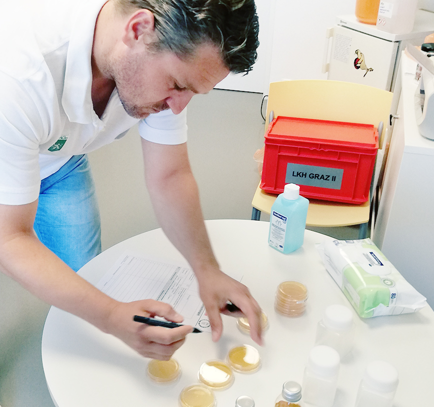 Michael König at work preparing water tests