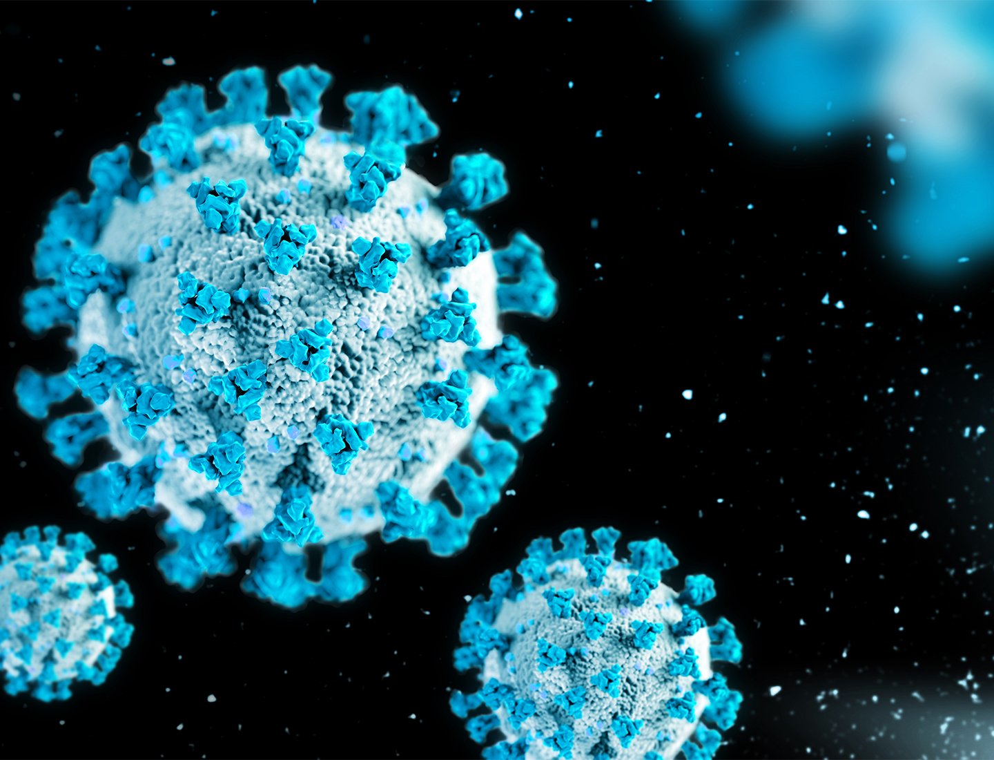 Microscopic illustration of a virus.